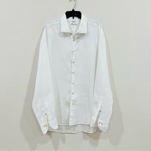 Stenstroms Mens 100% Linen Shirt Fitted Body Button Up Size XL  White